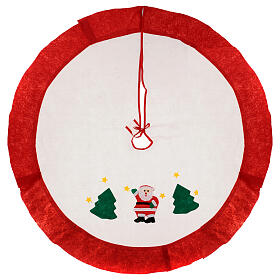 Copribase albero di Natale bianco bordo rosso 105 cm