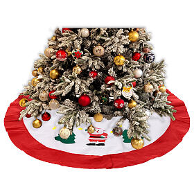 Copribase albero di Natale bianco bordo rosso 105 cm