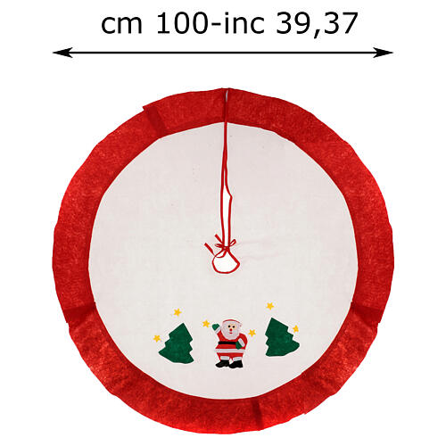 Copribase albero di Natale bianco bordo rosso 105 cm 3