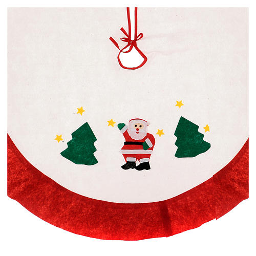 White Christmas tree skirt with red edge 41 in 2