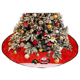 Falda cubre base Árbol de Navidad Papá Noel y arbolito 100 cm