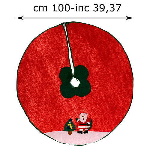 Falda cubre base Árbol de Navidad Papá Noel y arbolito 100 cm 3