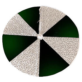 White and green Christmas tree skirt 120 cm poly rayon and cotton