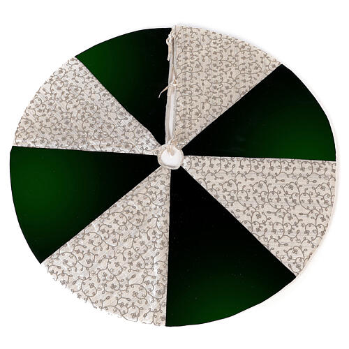 White and green Christmas tree skirt 120 cm poly rayon and cotton 1