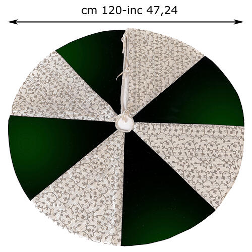 White and green Christmas tree skirt 120 cm poly rayon and cotton 3