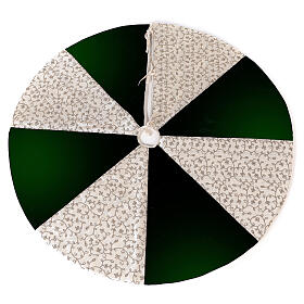 Falda cubre base Árbol Navidad blanco verde d. 1,20 cm poli. rayon algodón