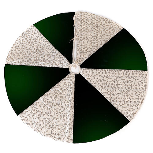 Falda cubre base Árbol Navidad blanco verde d. 1,20 cm poli. rayon algodón 1