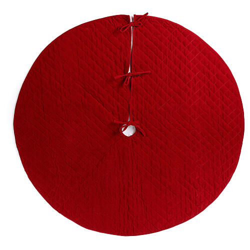 Red velvet Christmas tree skirt 140 cm polyester rayon cotton 1