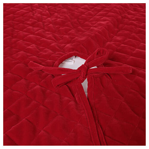 Falda cubre base Árbol Navidad terciopelo rojo d. 1,40 cm poli. rayón algodón 4