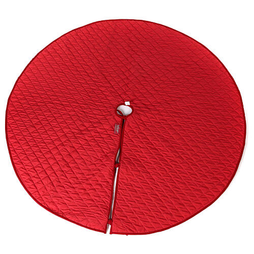 Falda cubre base Árbol Navidad terciopelo rojo d. 1,40 cm poli. rayón algodón 5