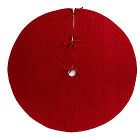 Cache pied sapin de Noël velours rouge d. 140 cm polyester rayonne coton