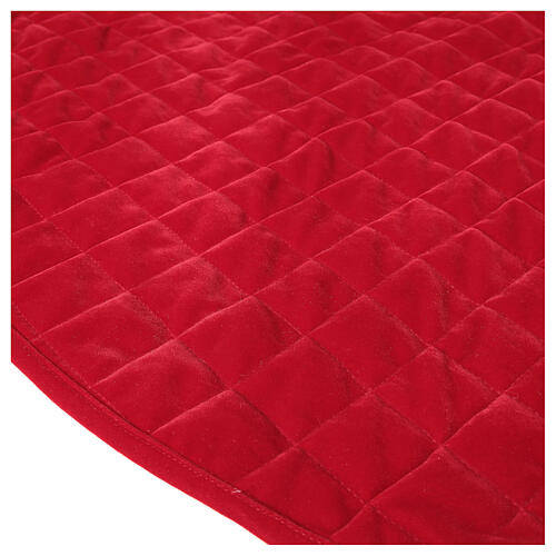 Cache pied sapin de Noël velours rouge d. 140 cm polyester rayonne coton 3