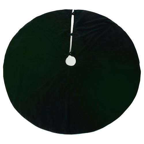 Green velvet Christmas tree skirt 140 cm poly and cotton 1