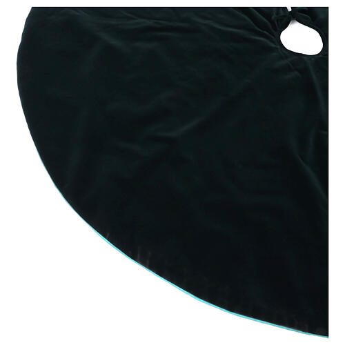 Falda cubre base para Árbol de Navidad terciopelo verde d. 1,40 cm poli. algodón 3