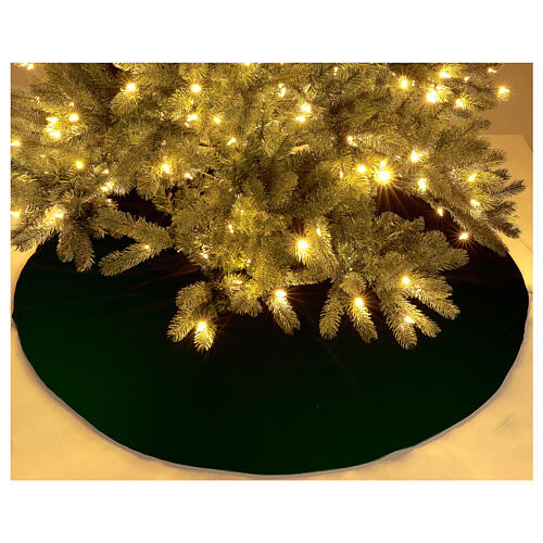 Falda cubre base para Árbol de Navidad terciopelo verde d. 1,40 cm poli. algodón 2