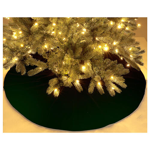 Saia para árvore de Natal veludo verde, diâmetro 140 cm, poliéster e algodão 2