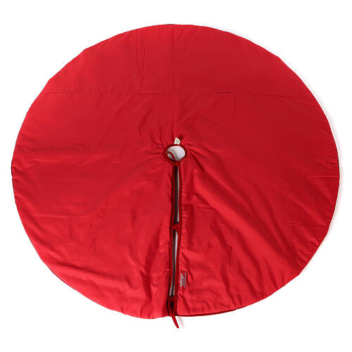 Falda cubre base Árbol Navidad rojo muérdago d. 1,40 cm poli. rayón algodón 7