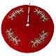 Falda cubre base Árbol Navidad rojo muérdago d. 1,40 cm poli. rayón algodón s1