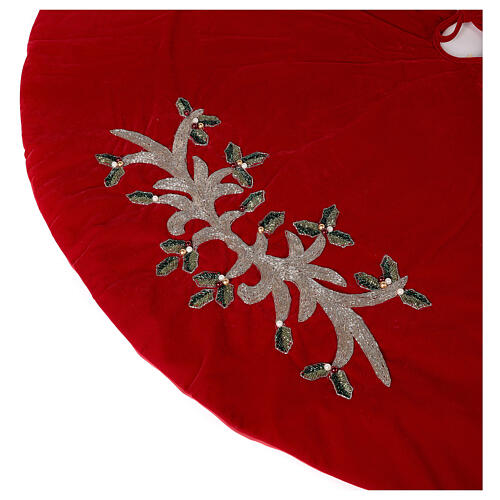 Copribase Albero Natale rosso vischio d. 1,40 cm poli. rayon cotone 3