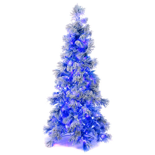 STOCK Flocked Virginia Blue Christmas tree 200 cm 250 blue LEDs indoor 2