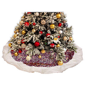 Copribase albero paillettes rosse luci led bianco caldo 1 m