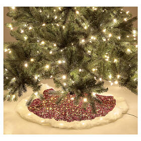 Christmas Tree skirt red sequins with warm white LED lights 1 m