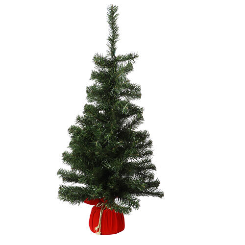 Slim Noble Spruce Christmas tree red fabric 90 cm 1