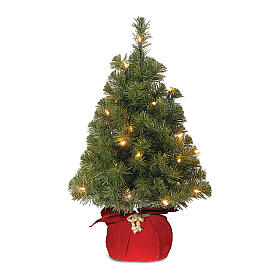 Weihnachtsbaum mit 15 LEDs Noble Spruce Tree schmal rot, 60 cm