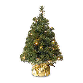 Weihnachtsbaum mit 15 LEDs Noble Spruce Tree schmal gold, 60 cm