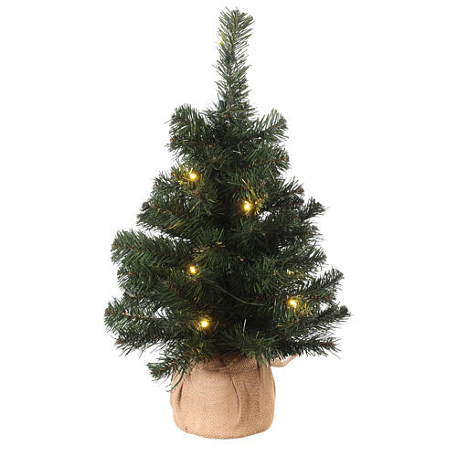 Slim Noble Spruce of 60 cm, Christmas Tree with lights and jute bag 1