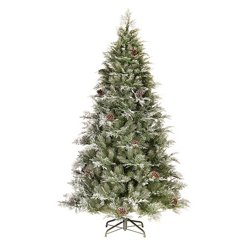 Poly Frosted Mountain Spruce Christmas Tree 210 cm with pinecones 1