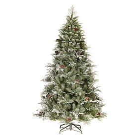 Sapin de Noël 210 cm pommes de pin poly Frosted Mountain Spruce