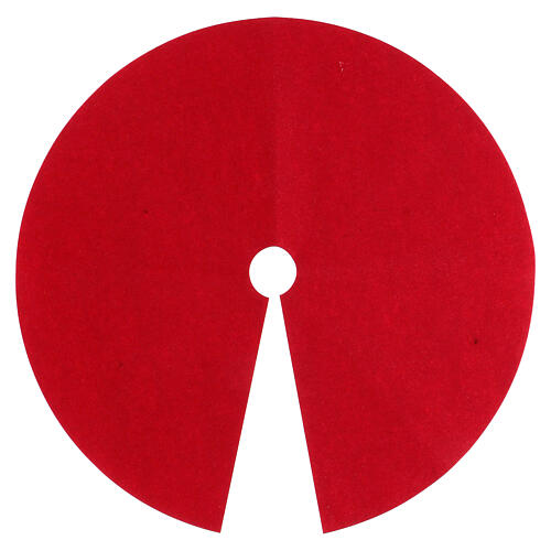 Falda cubre base Árbol Navidad rojo fieltro diámetro 70 cm 1