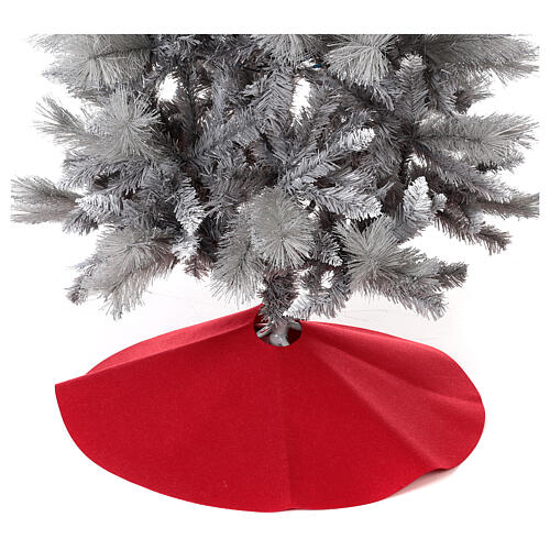 Falda cubre base Árbol Navidad rojo fieltro diámetro 70 cm 2