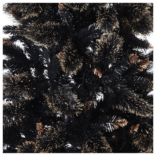 Obsidian Gold schlanker schwarzer Glitzer Weihnachtsbaum, 210 cm 2