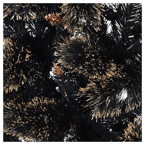 Obsidian Gold schlanker schwarzer Glitzer Weihnachtsbaum, 210 cm 3