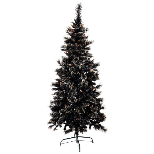 Artificial Christmas tree Obsidian Gold slim black gold glitter 210 cm 1