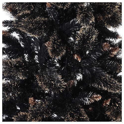 Artificial Christmas tree Obsidian Gold slim black gold glitter 210 cm 2