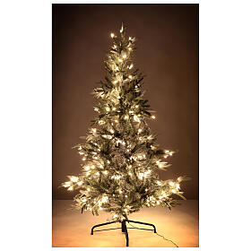 Flocked Snowy Nordman Christmas tree, 180 cm, green PVC, 250 LED lights