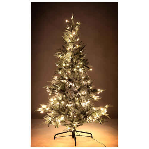 Flocked Snowy Nordman Christmas tree, 180 cm, green PVC, 250 LED lights 2