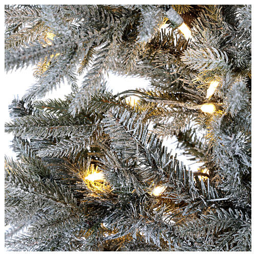Flocked Snowy Nordman Christmas tree, 180 cm, green PVC, 250 LED lights 4