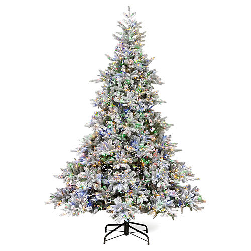 Albero di Natale verde floccato Andorra poly 180 cm 2400 led 1