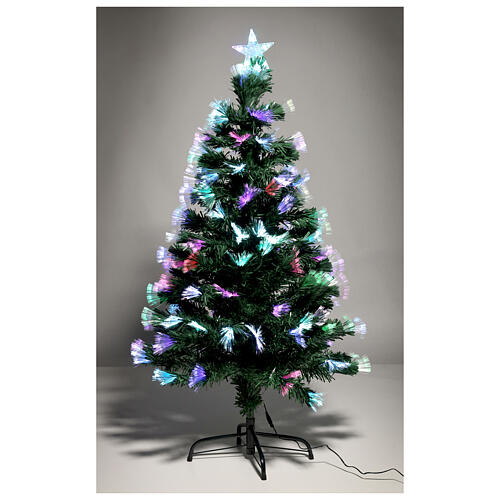 Sapin de Noël 120 cm fibre optique 130 LEDs RGB avec jeux de lumières PVC 5