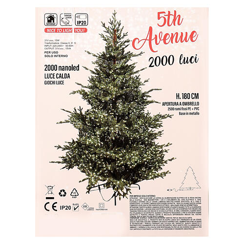 Christmas tree of the 5th Avenue with 2000 warm white nanoLED lights 180 cm green poly feel real 6