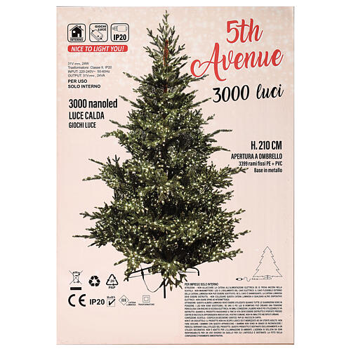 Christmas tree of the 5th Avenue with 3000 warm white nanoLED lights 210 cm green poly feel real 6