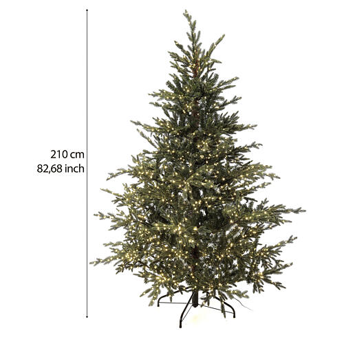 Christmas tree of the 5th Avenue with 3000 warm white nanoLED lights 210 cm green poly feel real 3