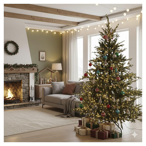 Sapin de Noël 5ème Avenue 4000 nanoLEDs blanc chaud 240 cm vert poly feel real 4