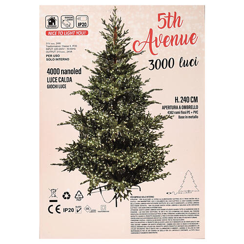 Árvore de Natal 5th Avenue Poly verde 240 cm 4000 nanoLED branco quente 6