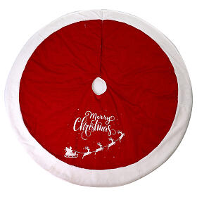 Okrycie na stojak choinki Merry Christmas czerwone 125 cm