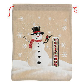 Fabric Christmas gift bag snowman 50 cm